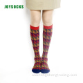 National style festive geometric knee high lady's socks